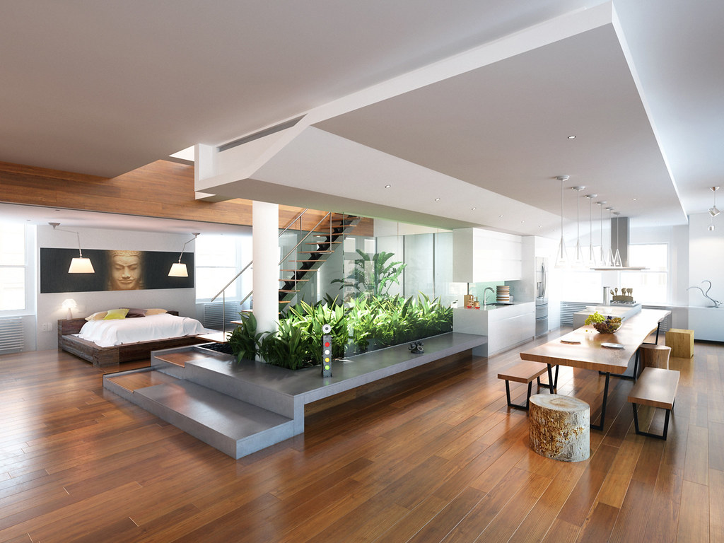 Bright, finished modern residential interior after refurbishment